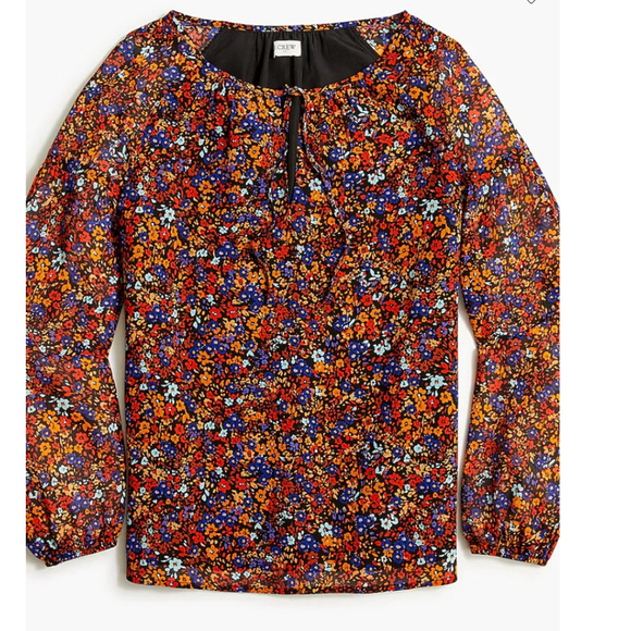NWOT J. Crew Factory Floral Crinkle Peasant Top Size Small S - Picture 2 of 8